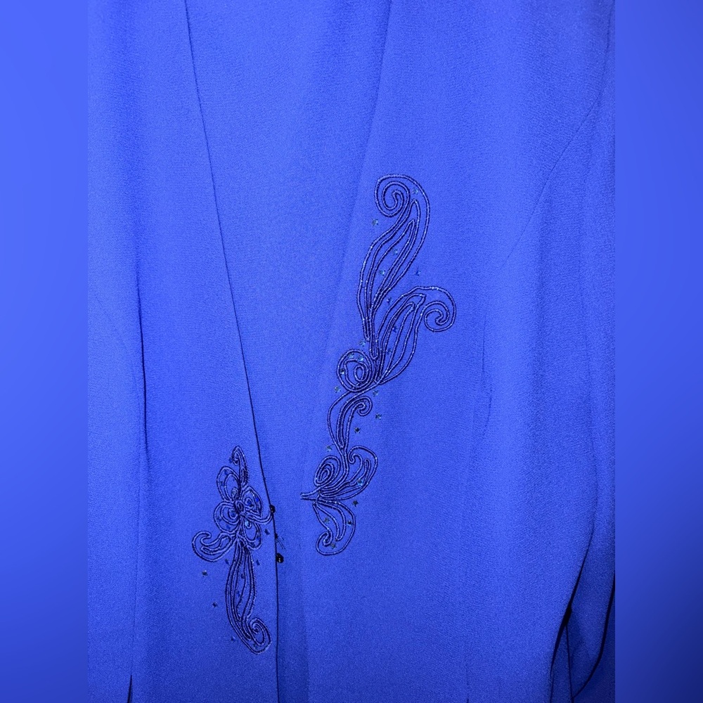 Ursula of Switzerland Vintage Dress Jacket Sequins 14 Royal Blue Wedding - Picture 2 of 11